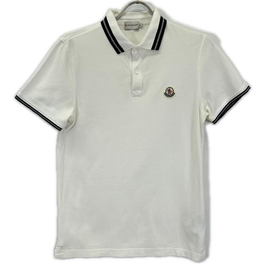 MONCLER White Stripe Polo Size S