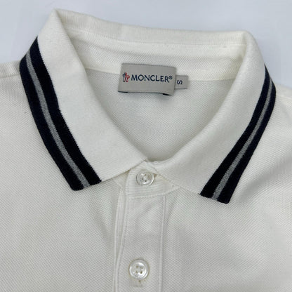 MONCLER White Stripe Polo Size S
