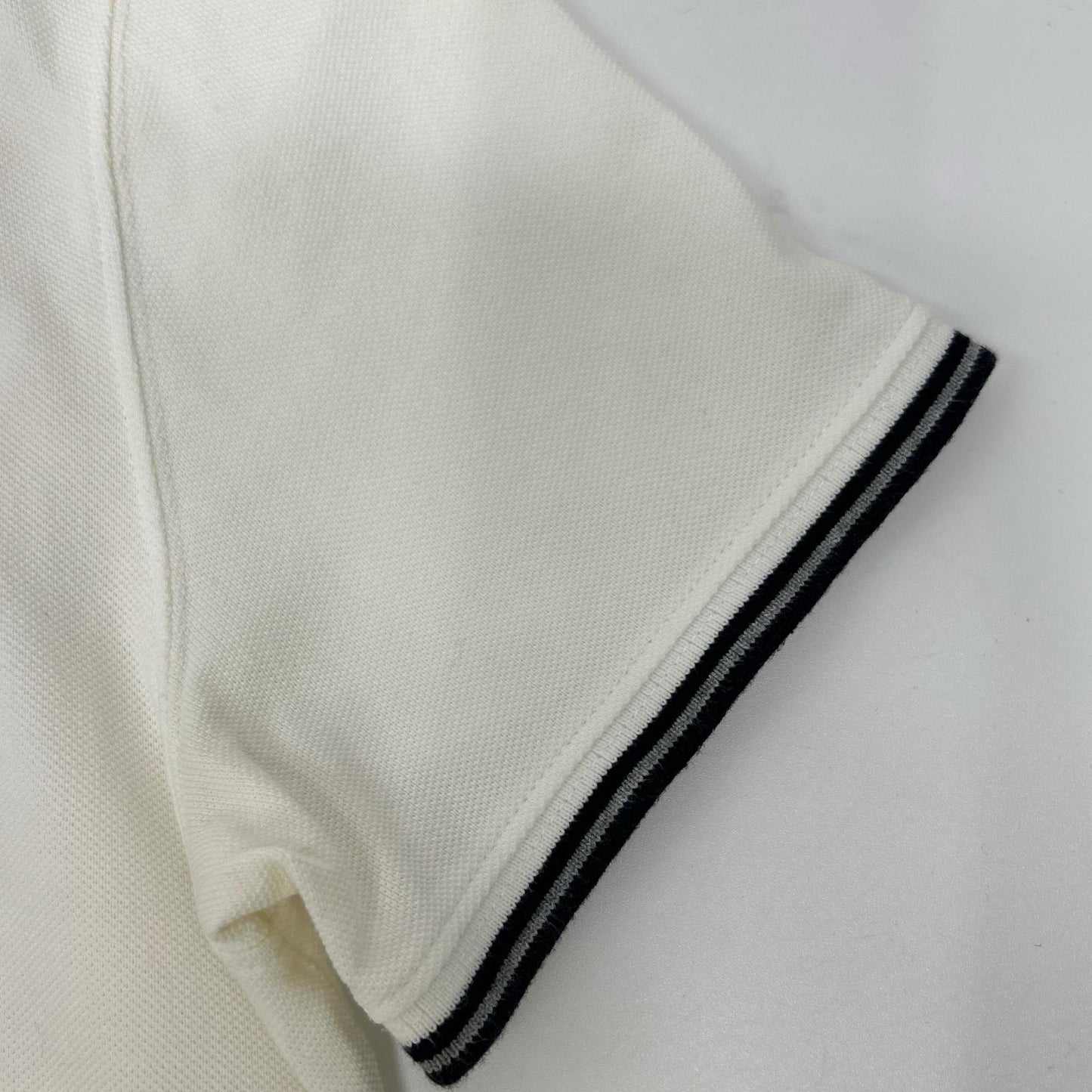MONCLER White Stripe Polo Size S