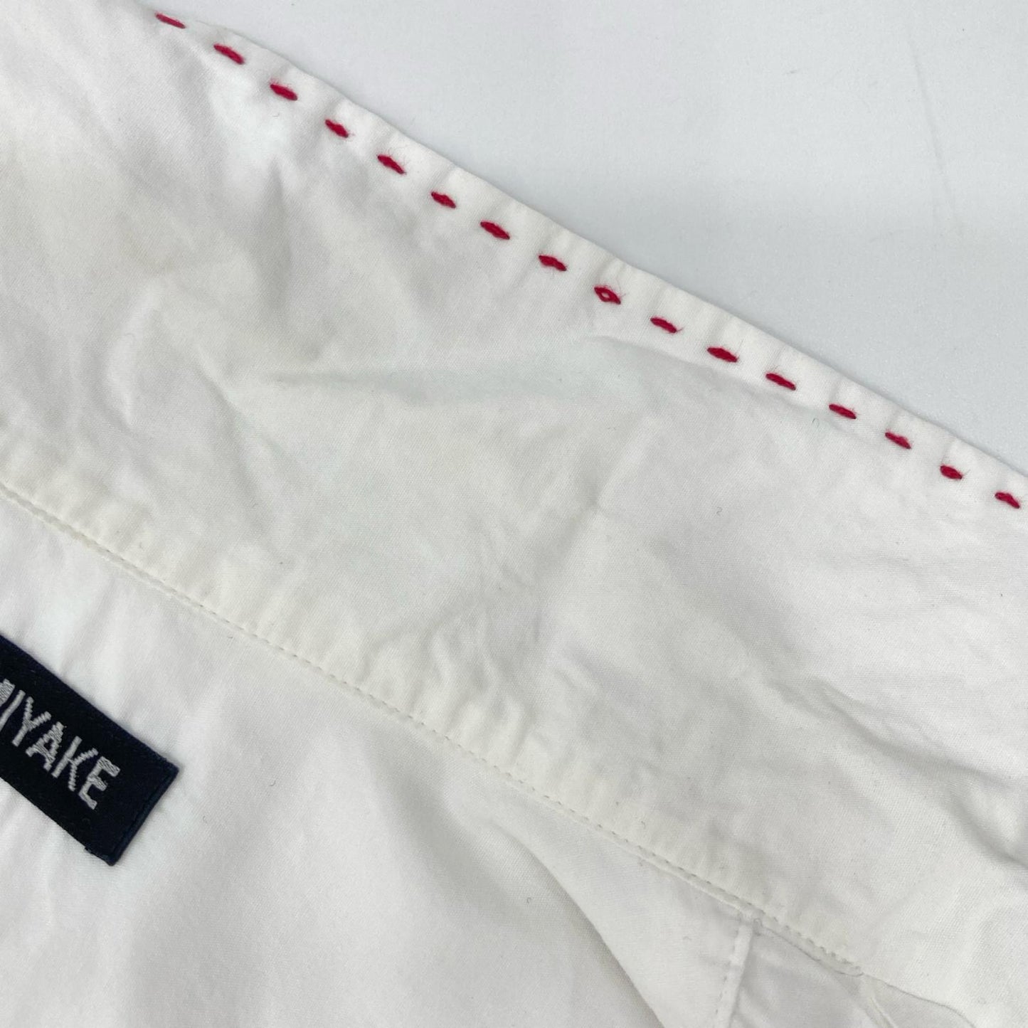 ISSEY MIYAKE Stitch Open Collar Short Shirt White Size 1