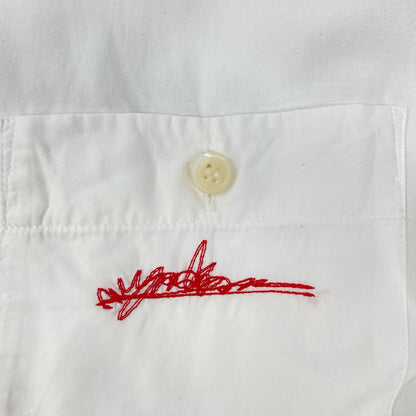 ISSEY MIYAKE Stitch Open Collar Short Shirt White Size 1
