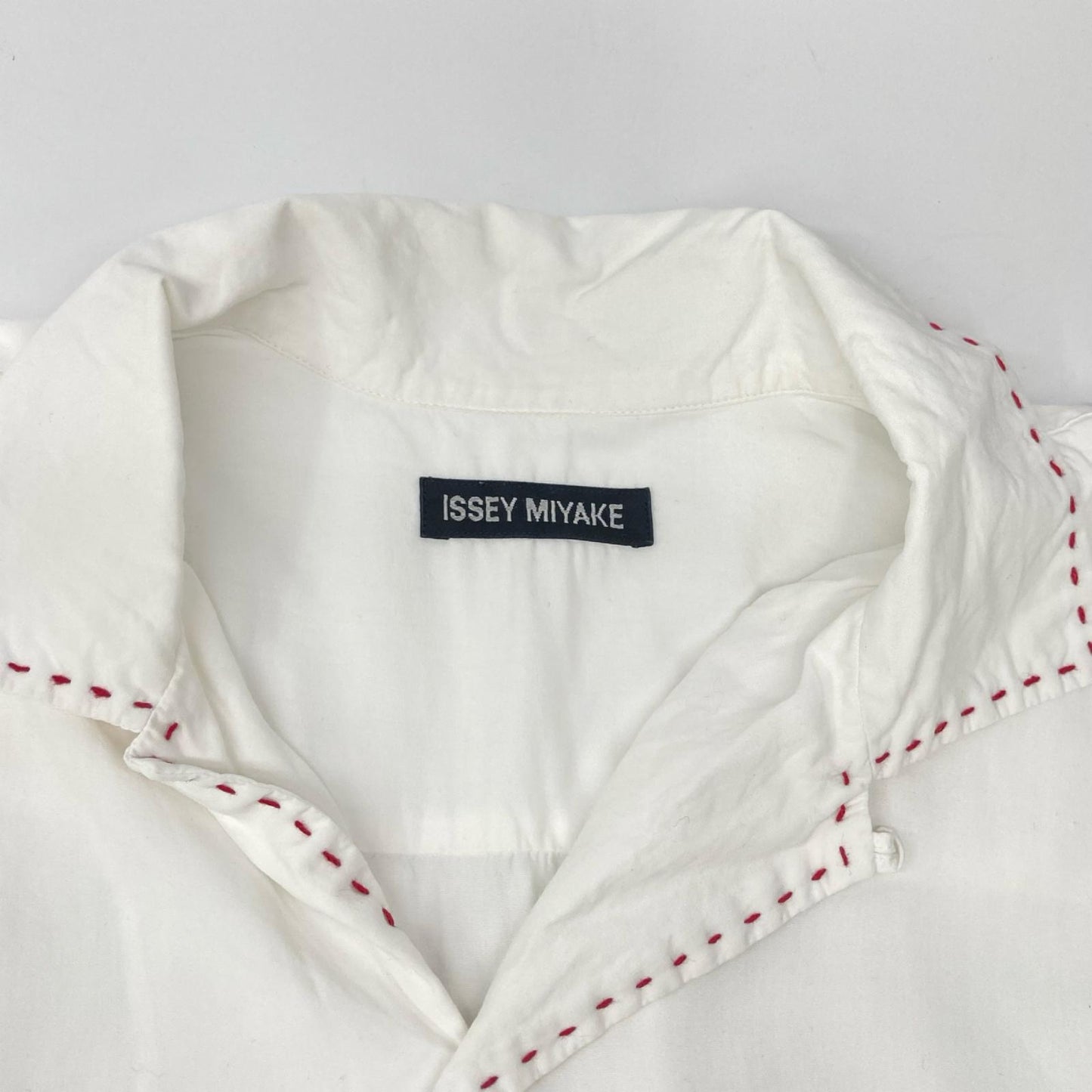 ISSEY MIYAKE Stitch Open Collar Short Shirt White Size 1