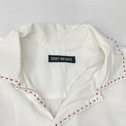 ISSEY MIYAKE Stitch Open Collar Short Shirt White Size 1