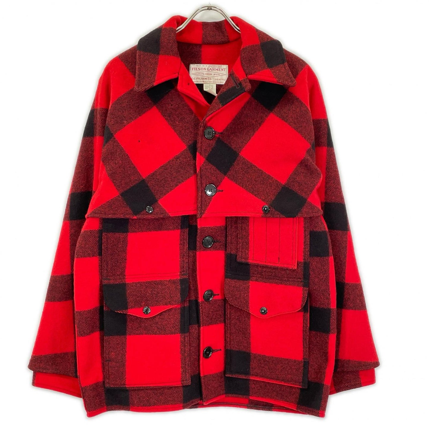 FILSON Red Black Check Double Cruiser Jacket Size 38
