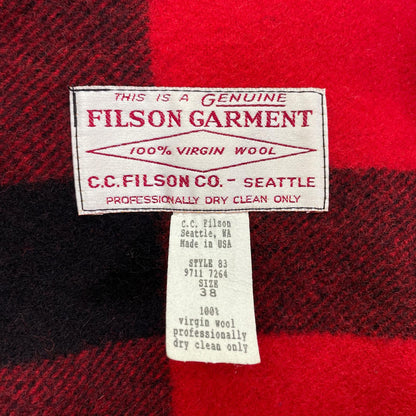 FILSON Red Black Check Double Cruiser Jacket Size 38
