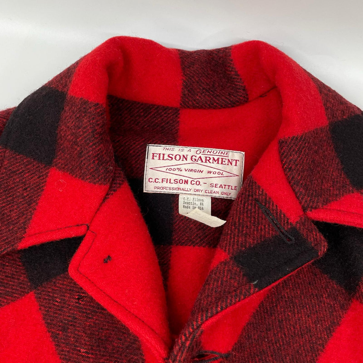 FILSON Red Black Check Double Cruiser Jacket Size 38