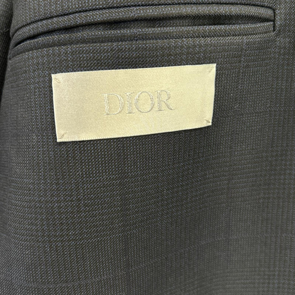 DIOR 113C278A5465 Navy Glen Check Brooch Blazer Size 52R