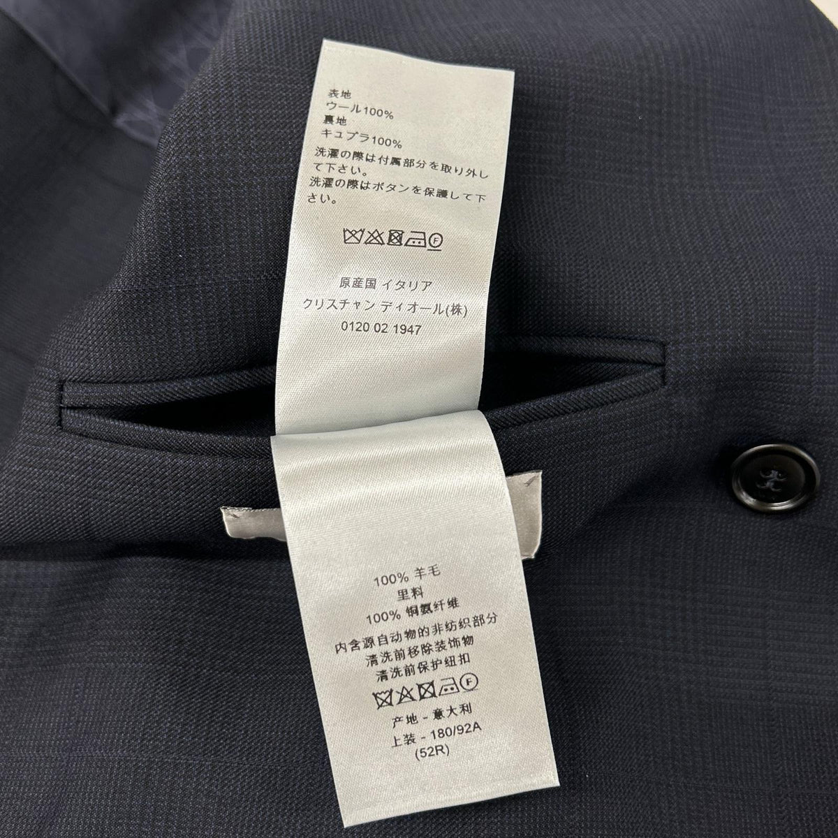DIOR 113C278A5465 Navy Glen Check Brooch Blazer Size 52R