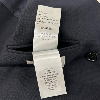 DIOR 113C278A5465 Navy Glen Check Brooch Blazer Size 52R