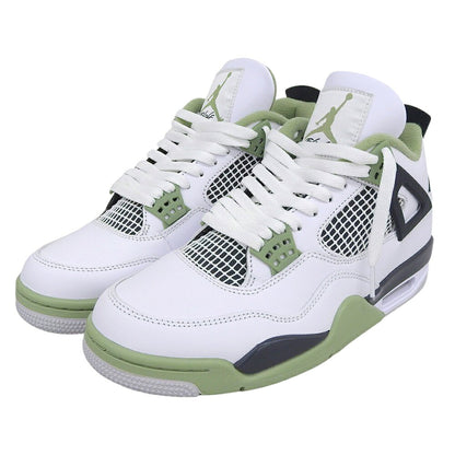 NIKE Air Jordan 4 Sneakers White/Oil Green Size 10.5(US)