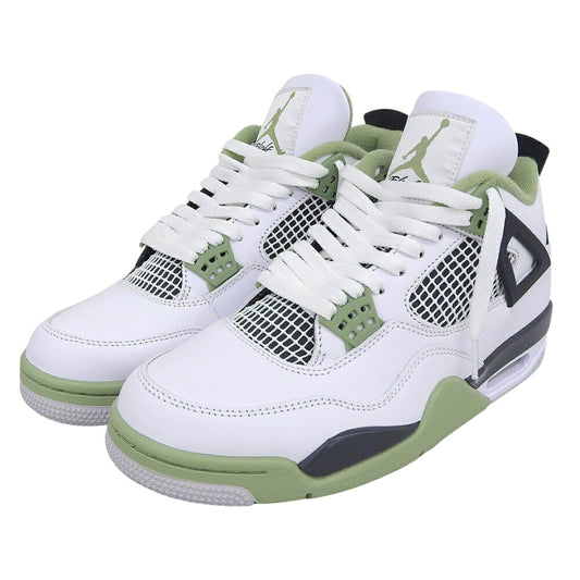 NIKE Air Jordan 4 Sneakers White/Oil Green Size 10.5(US)