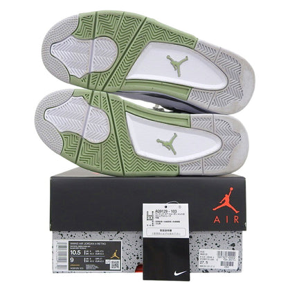 NIKE Air Jordan 4 Sneakers White/Oil Green Size 10.5(US)