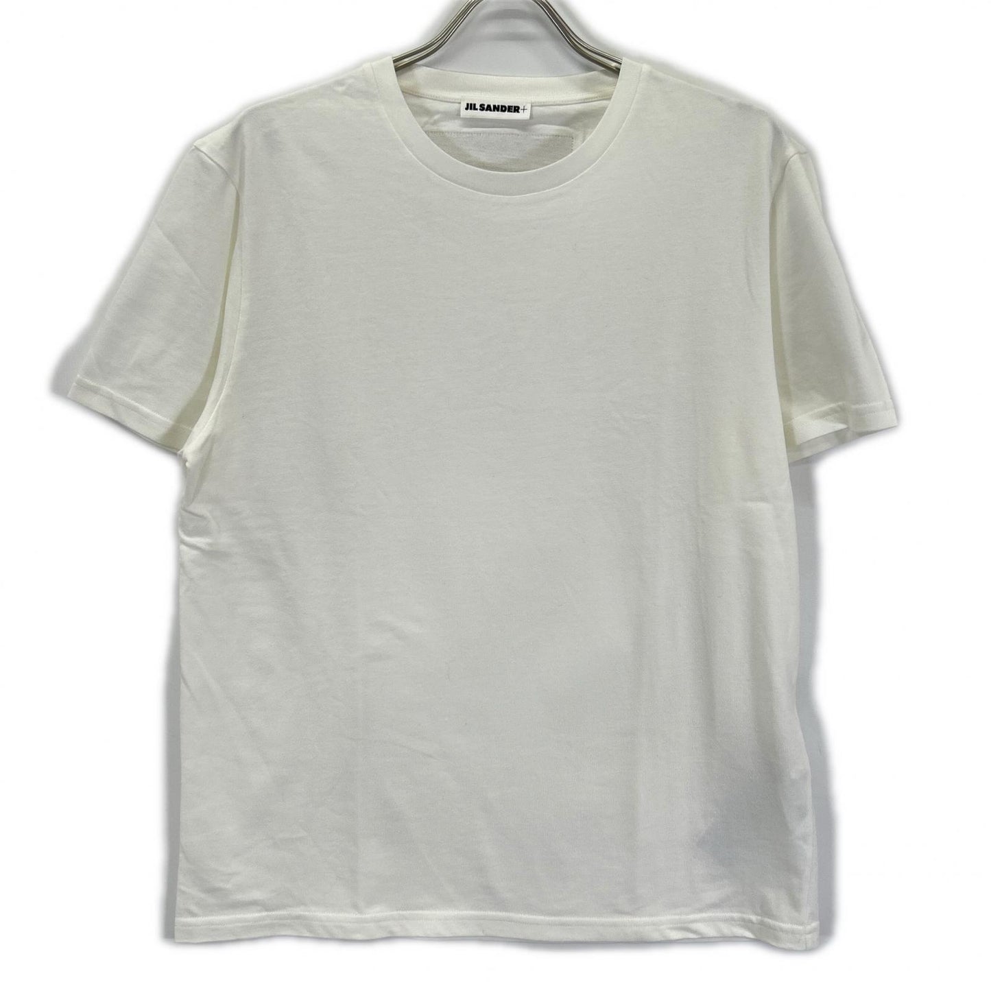 JIL SANDER J47GC0153 White Leather Patch Logo T-Shirt Size S
