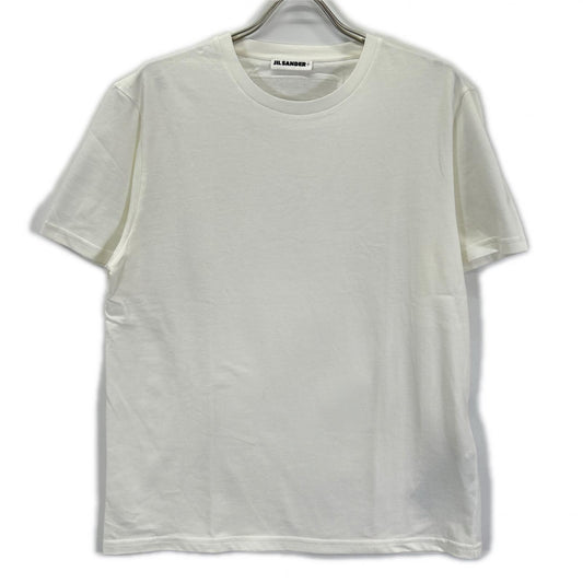 JIL SANDER J47GC0153 White Leather Patch Logo T-Shirt Size S