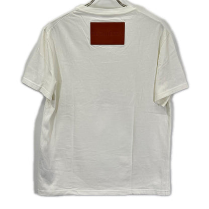 JIL SANDER J47GC0153 White Leather Patch Logo T-Shirt Size S