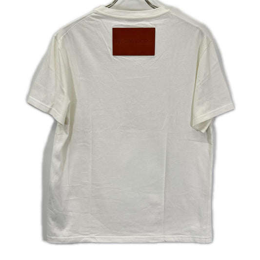 JIL SANDER J47GC0153 White Leather Patch Logo T-Shirt Size S