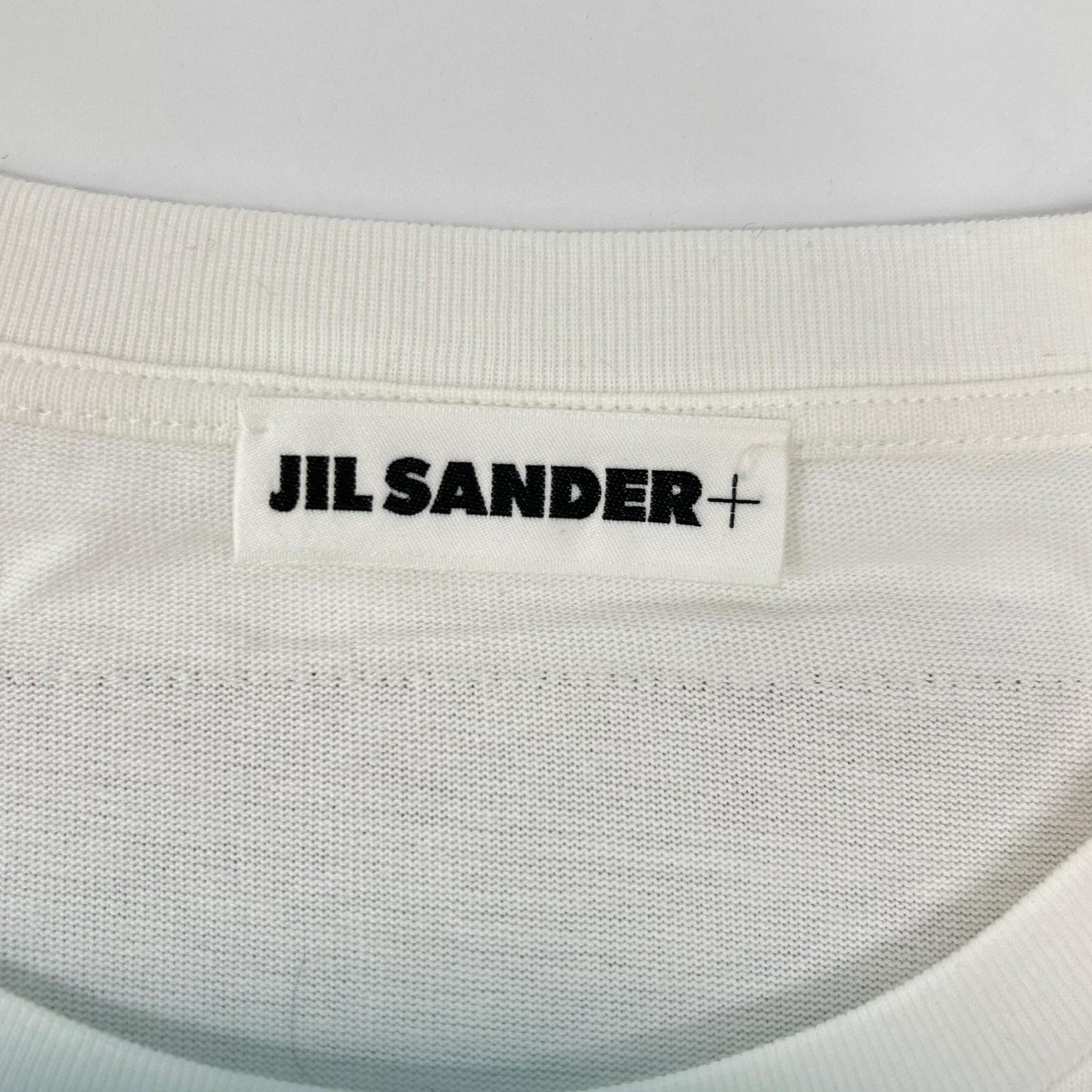 JIL SANDER J47GC0153 White Leather Patch Logo T-Shirt Size S
