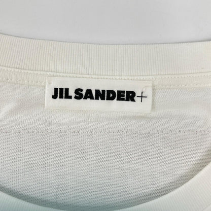 JIL SANDER J47GC0153 White Leather Patch Logo T-Shirt Size S