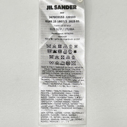 JIL SANDER J47GC0153 White Leather Patch Logo T-Shirt Size S