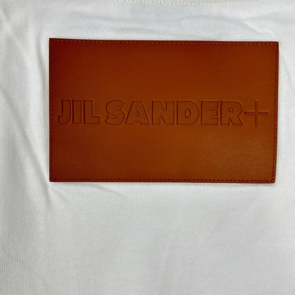 JIL SANDER J47GC0153 White Leather Patch Logo T-Shirt Size S