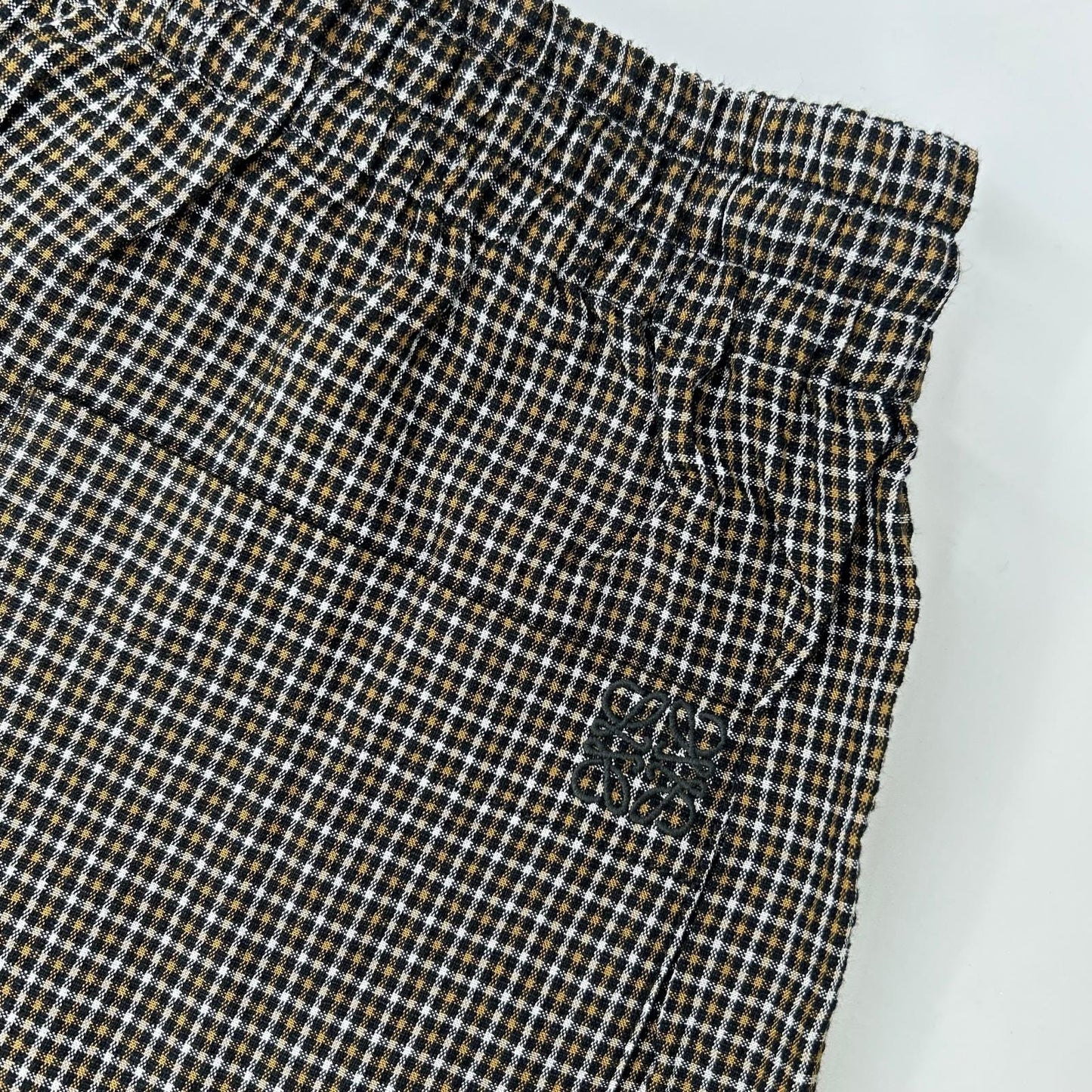 LOEWE Paula's Ibiza Micro Check Linen Shorts Size S