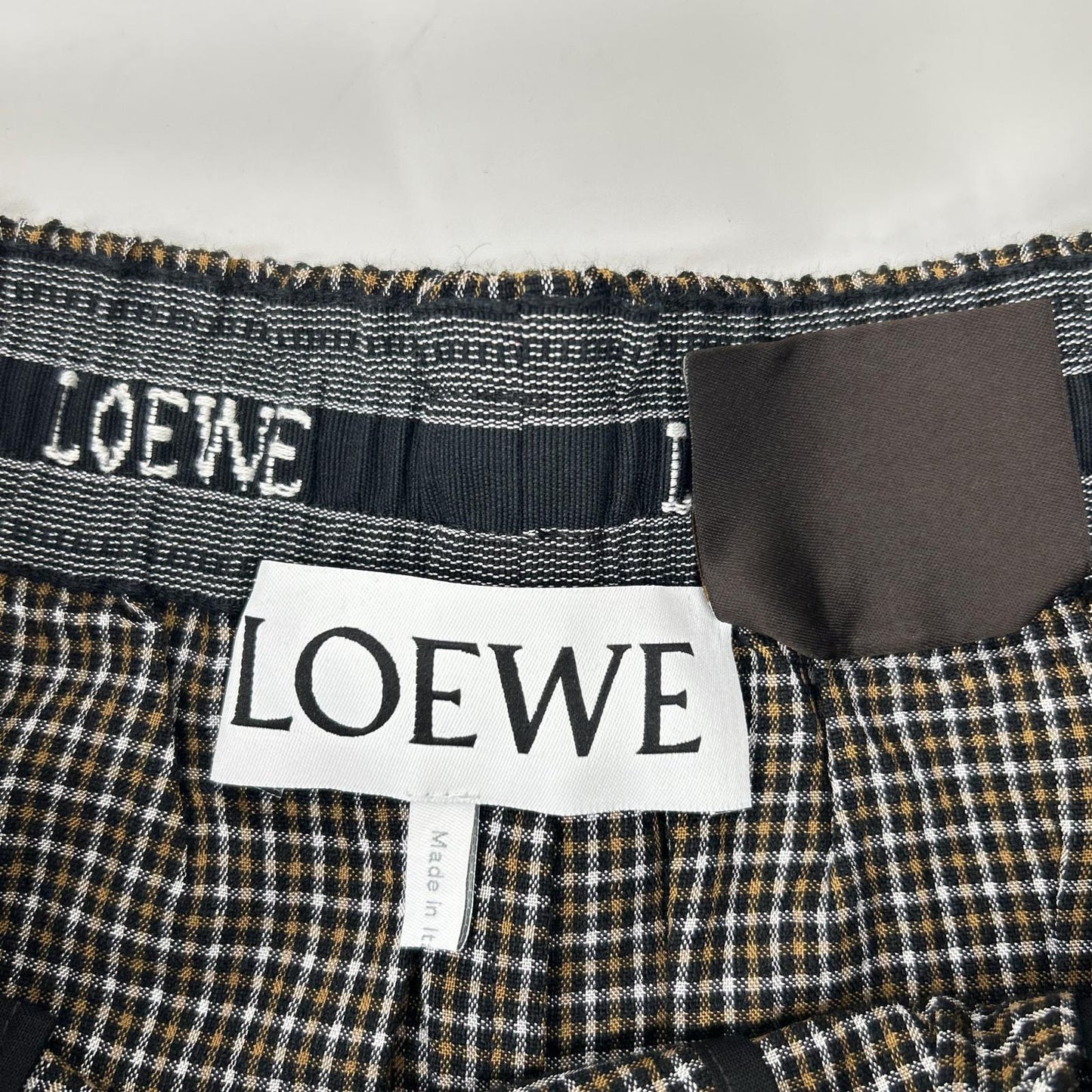 LOEWE Paula's Ibiza Micro Check Linen Shorts Size S
