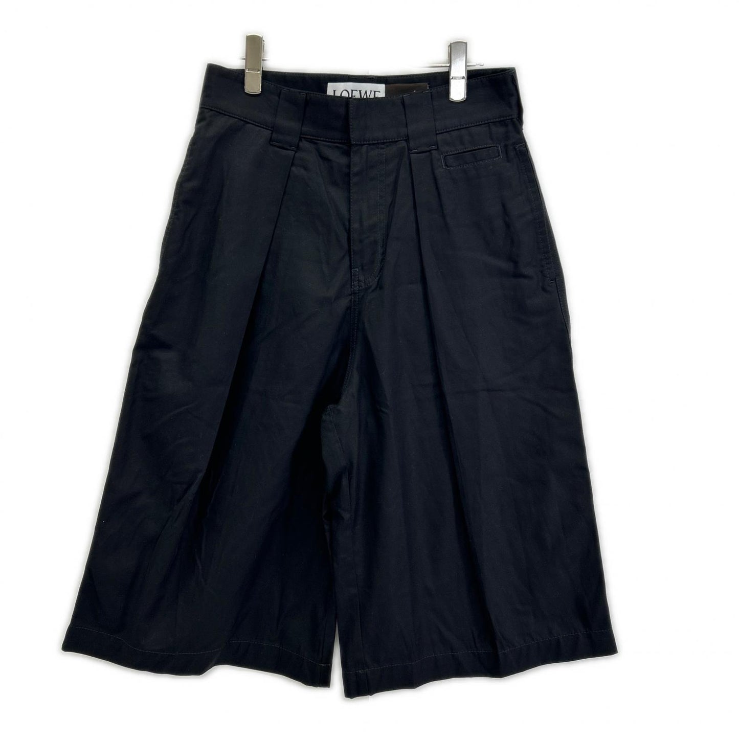 LOEWE Paula's Ibiza Black Pleated Cotton Shorts Size 44