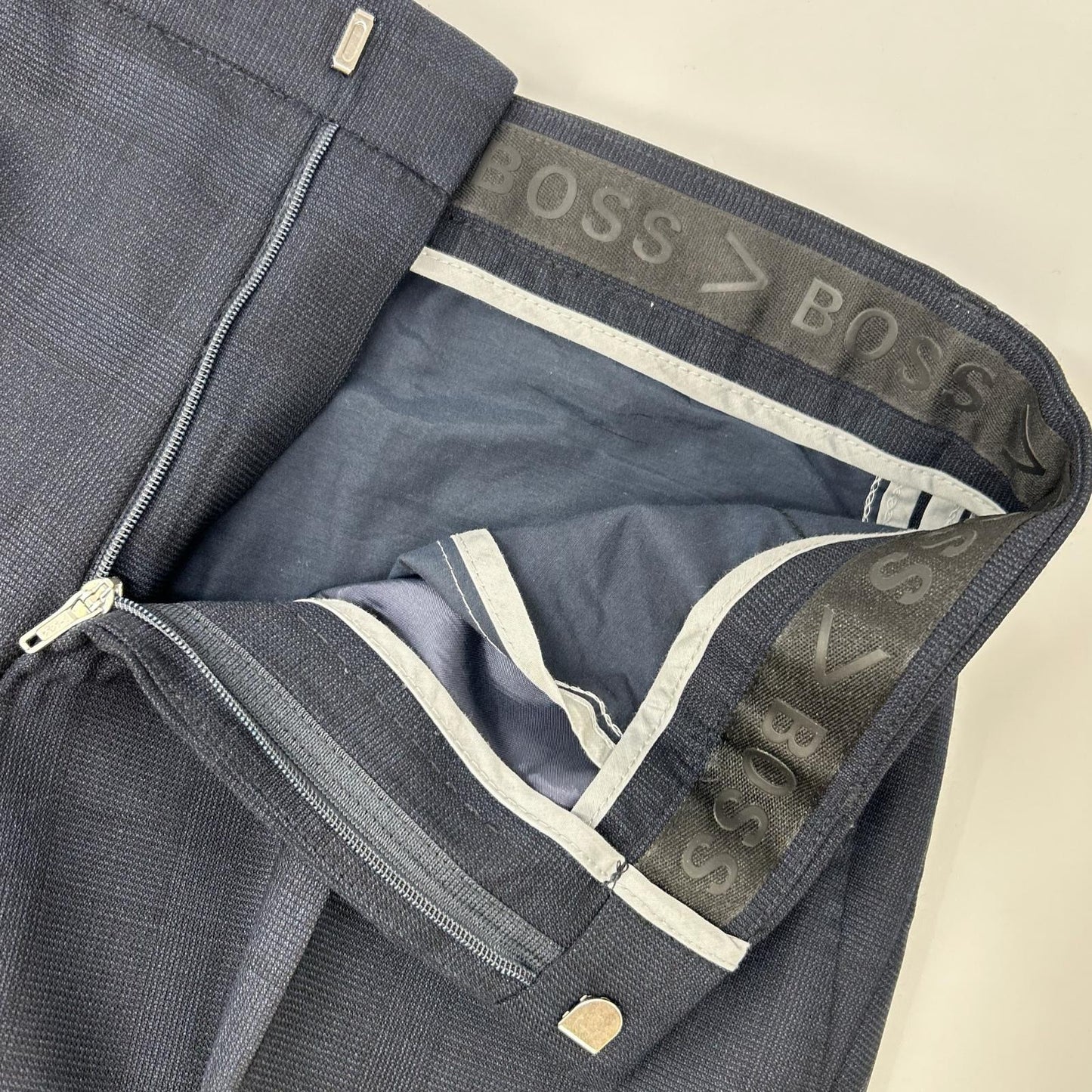 HUGOBOSS Navy Glen Check Wool Suit Size 40R