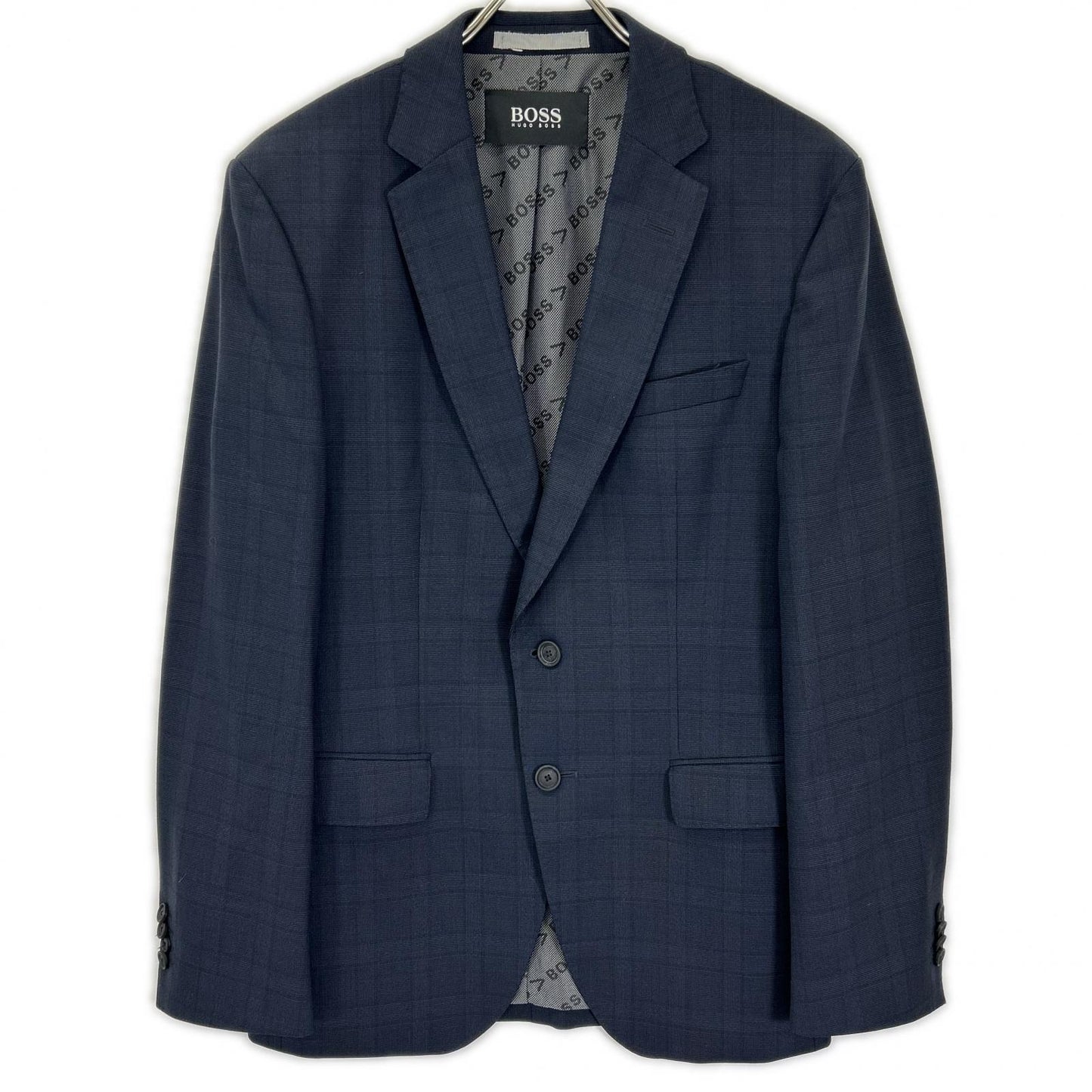 HUGOBOSS Navy Glen Check Wool Suit Size 40R