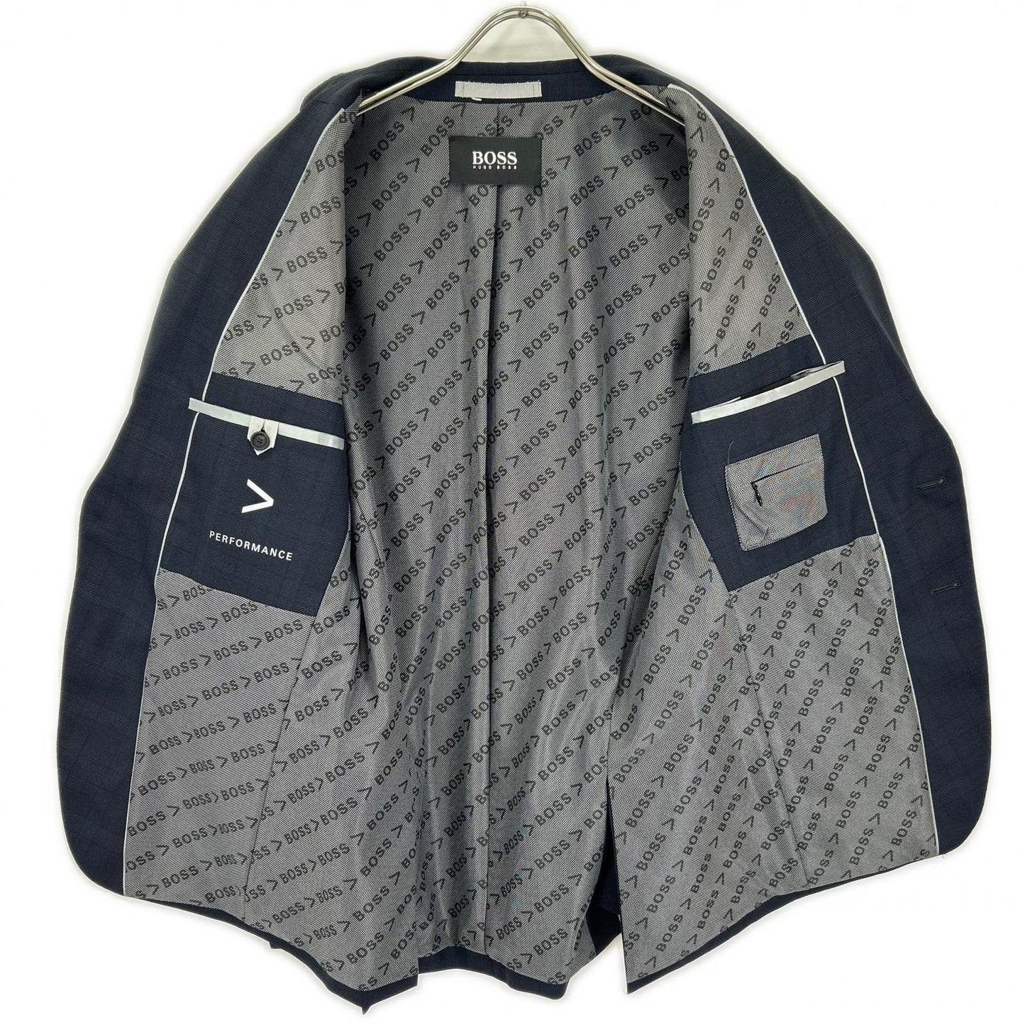 HUGOBOSS Navy Glen Check Wool Suit Size 40R