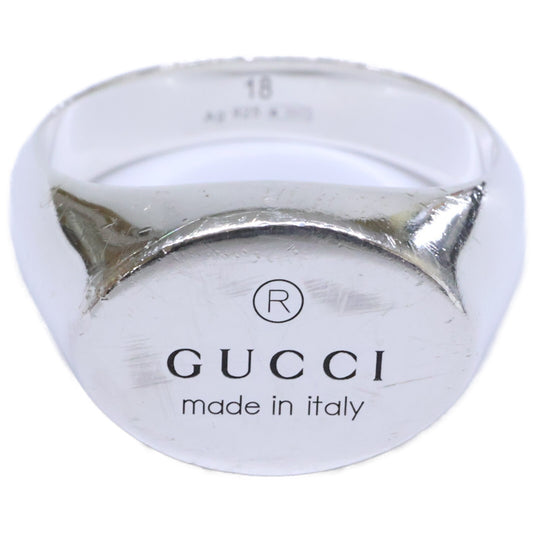 GUCCI Sterling Silver Trademark Oval Ring Silver Size 18