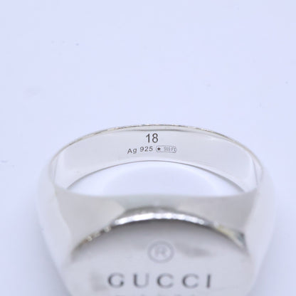 GUCCI Sterling Silver Trademark Oval Ring Silver Size 18