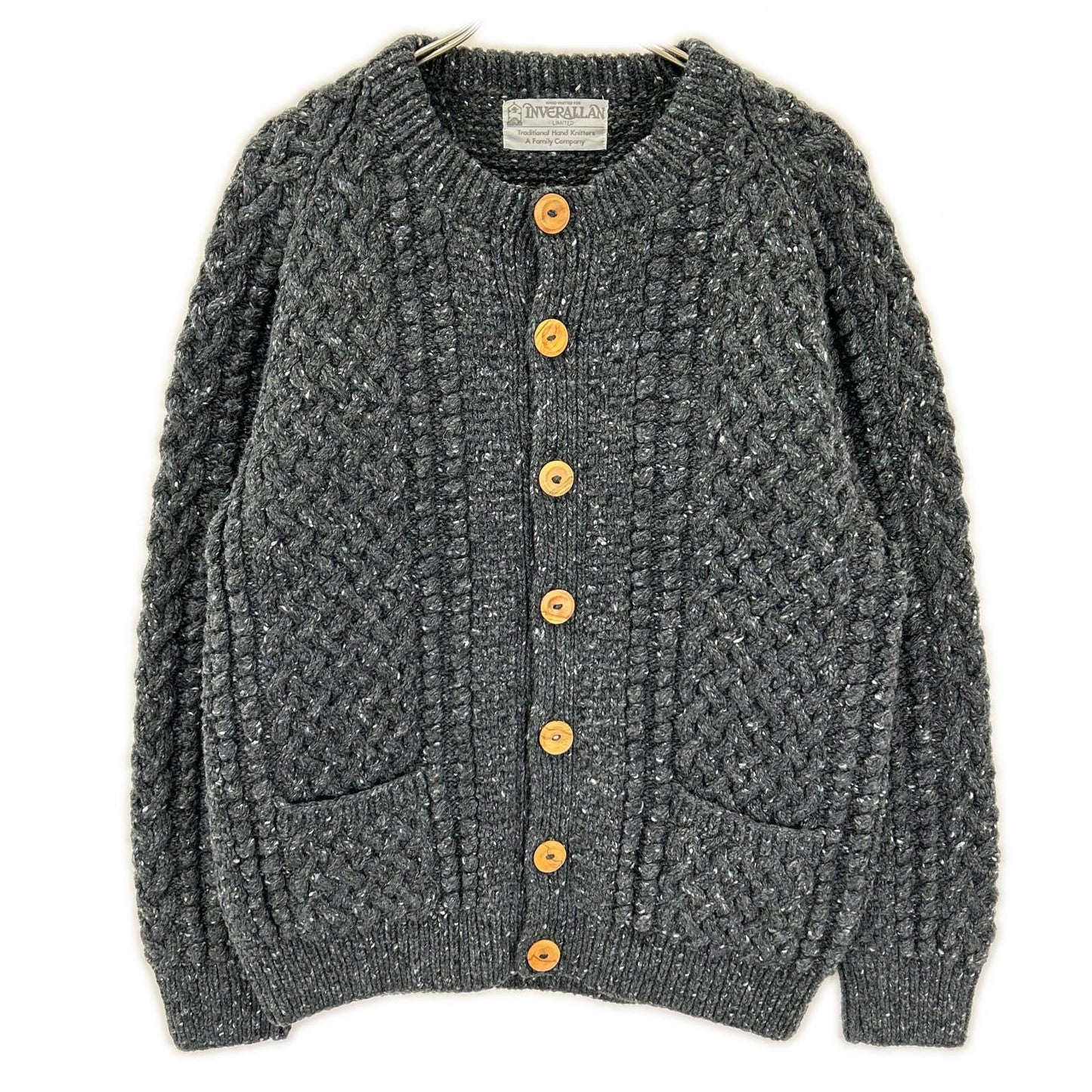 Inverallan Charcoal Wool 4A Golfer Cardigan