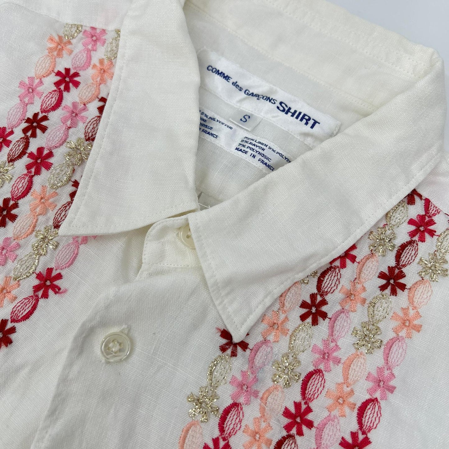 COMMEdesGARCONS SHIRT S10056 Linen Pink Shirt White Size S
