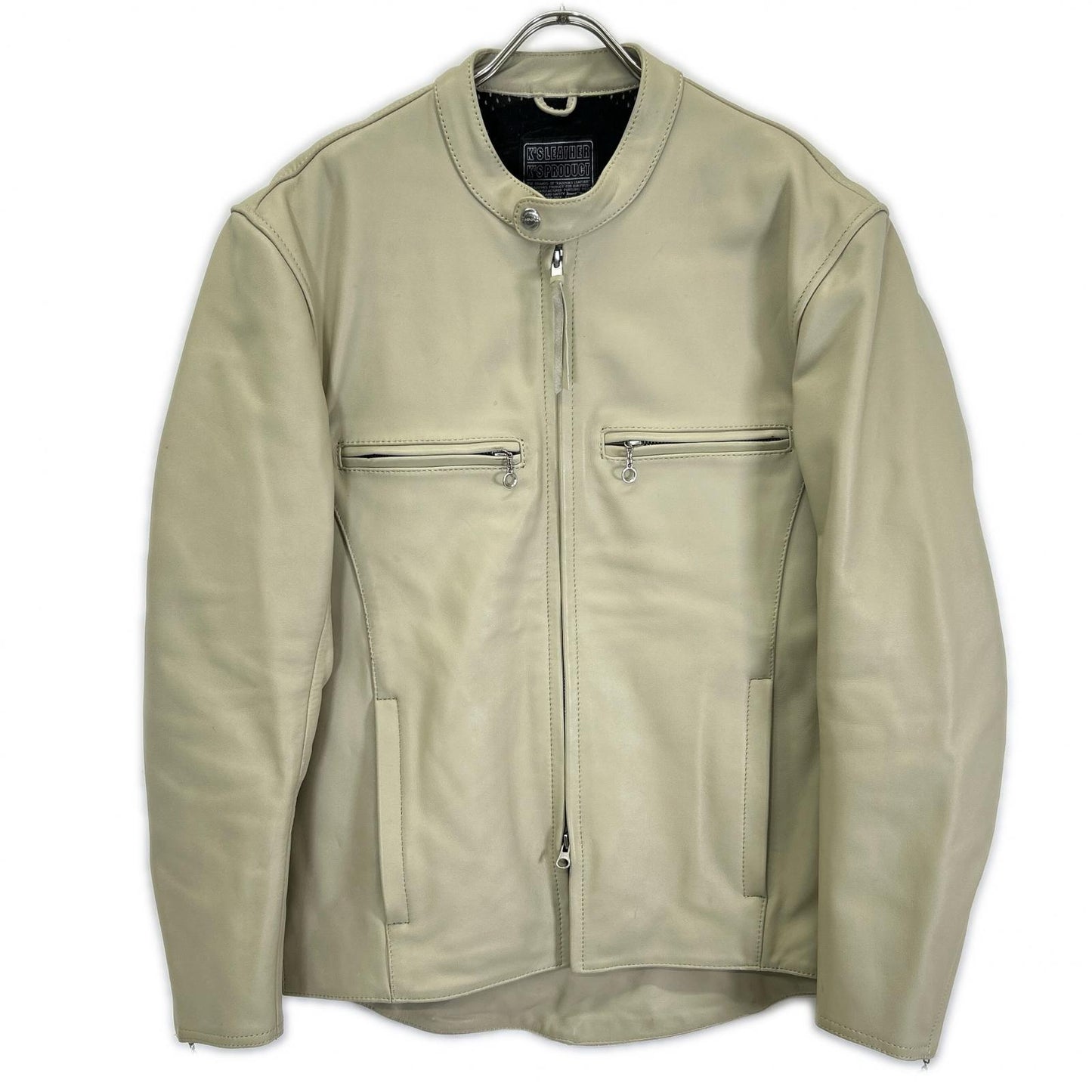 KADOYA Cowhide Single Rider's Leather Jacket Ivory Size M