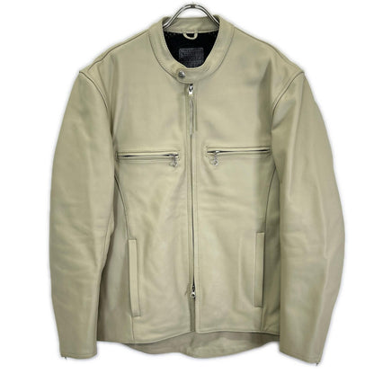 KADOYA Cowhide Single Rider's Leather Jacket Ivory Size M