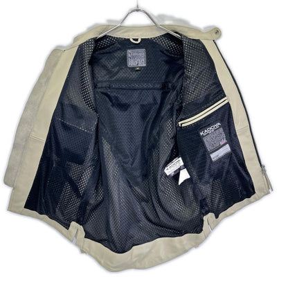 KADOYA Cowhide Single Rider's Leather Jacket Ivory Size M