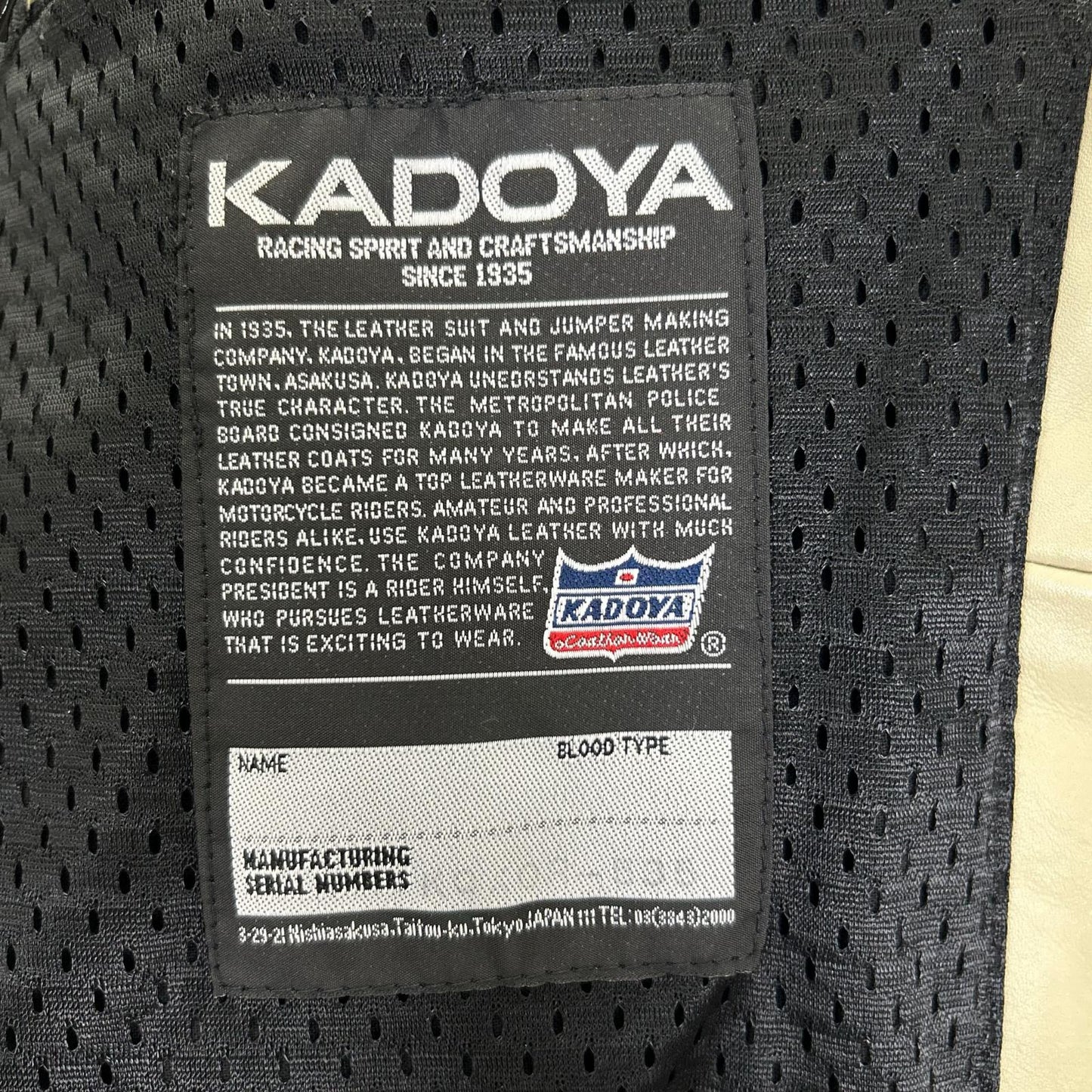 KADOYA Cowhide Single Rider's Leather Jacket Ivory Size M