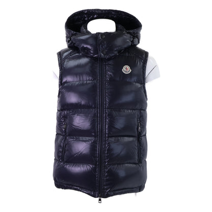 MONCLER LACET Nylon Hooded Down Vest Navy Size 1