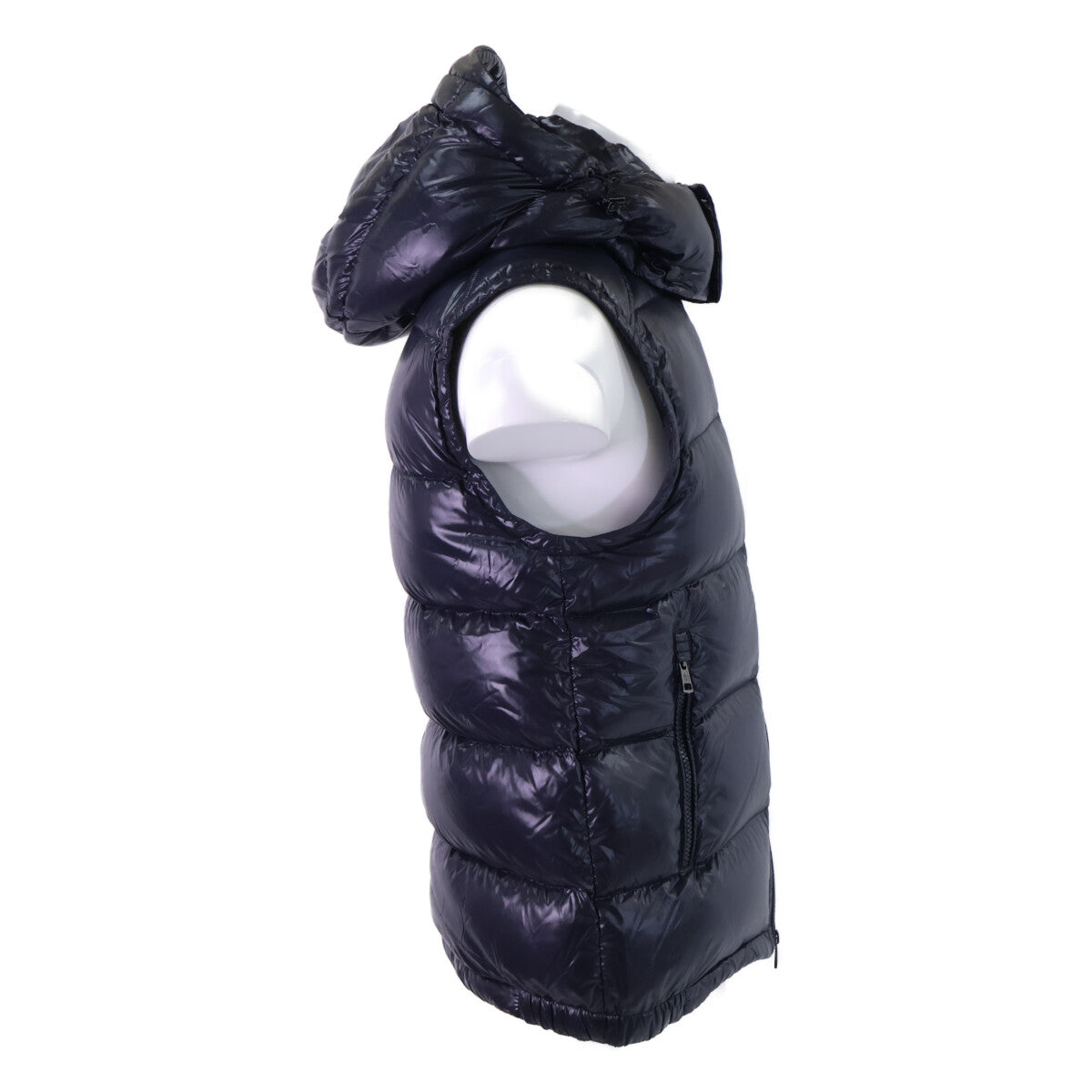 MONCLER LACET Nylon Hooded Down Vest Navy Size 1