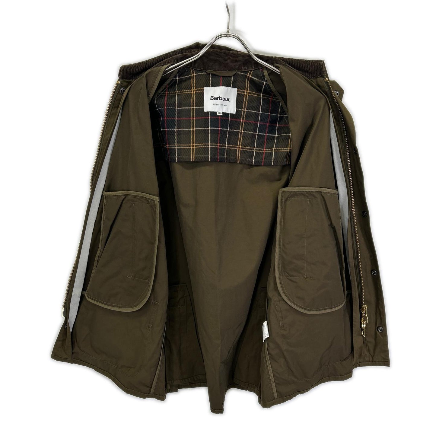 Barbour 2001179 Bedale Peach Skin Jacket Khaki Size 36