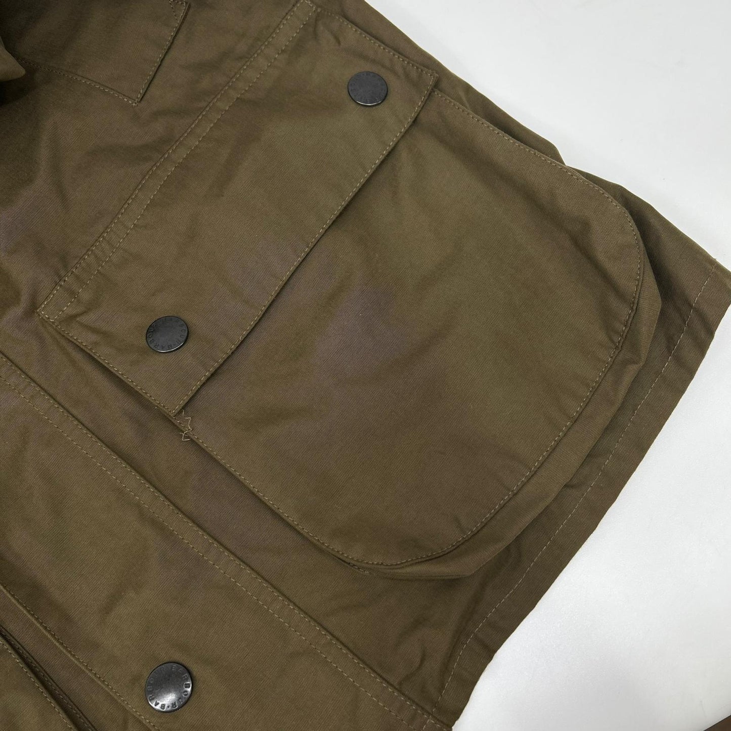 Barbour 2001179 Bedale Peach Skin Jacket Khaki Size 36