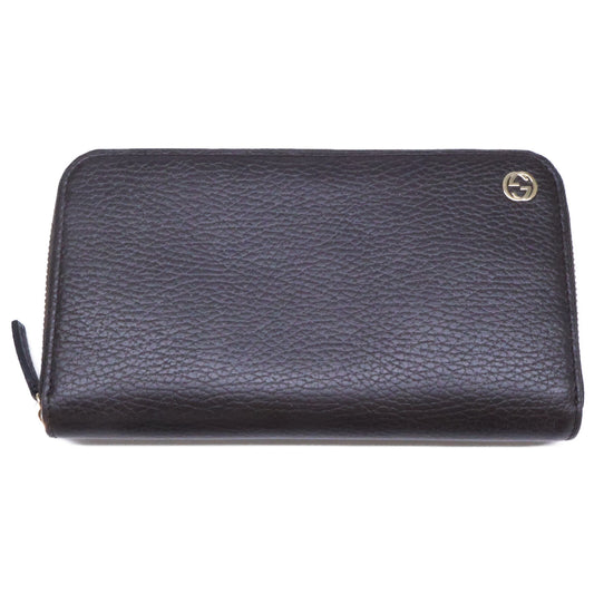 GUCCI Interlocking G Leather Long Wallet Brown Size ONE SIZE