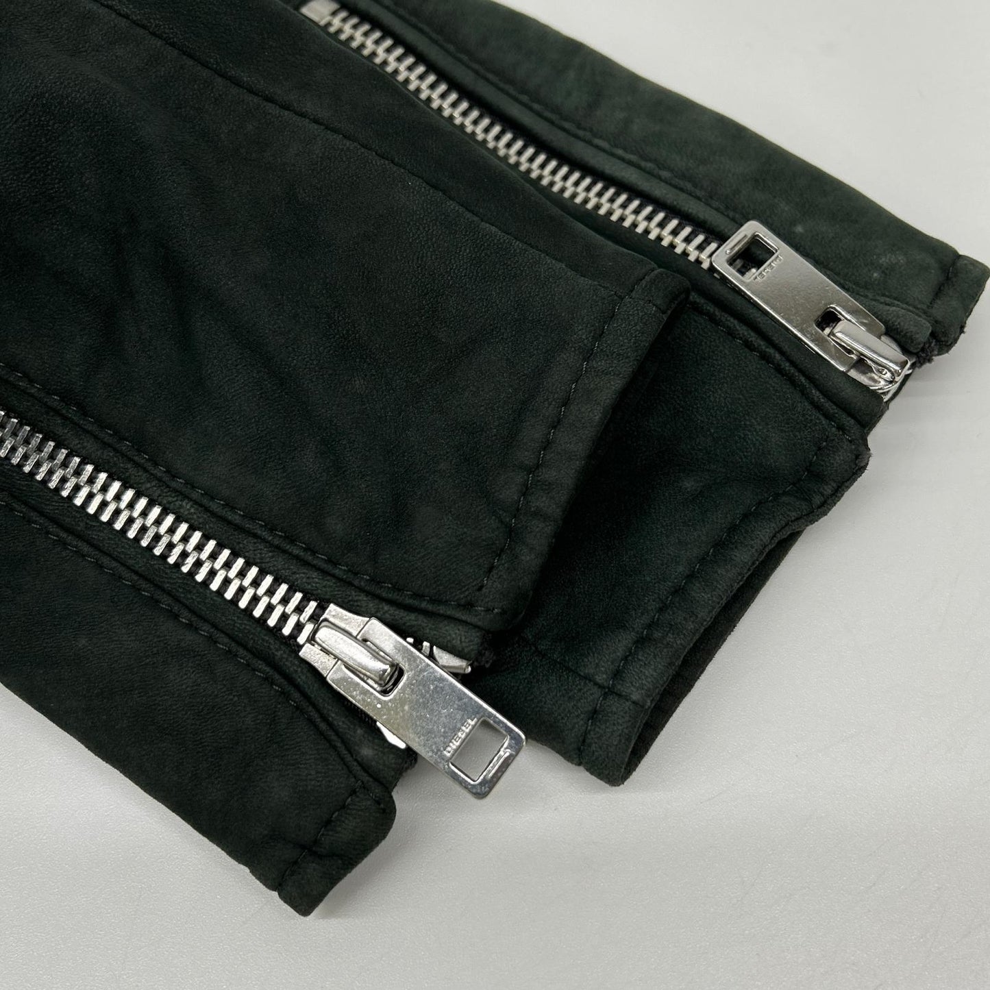 DIESEL Green Suede Biker Jacket Size L