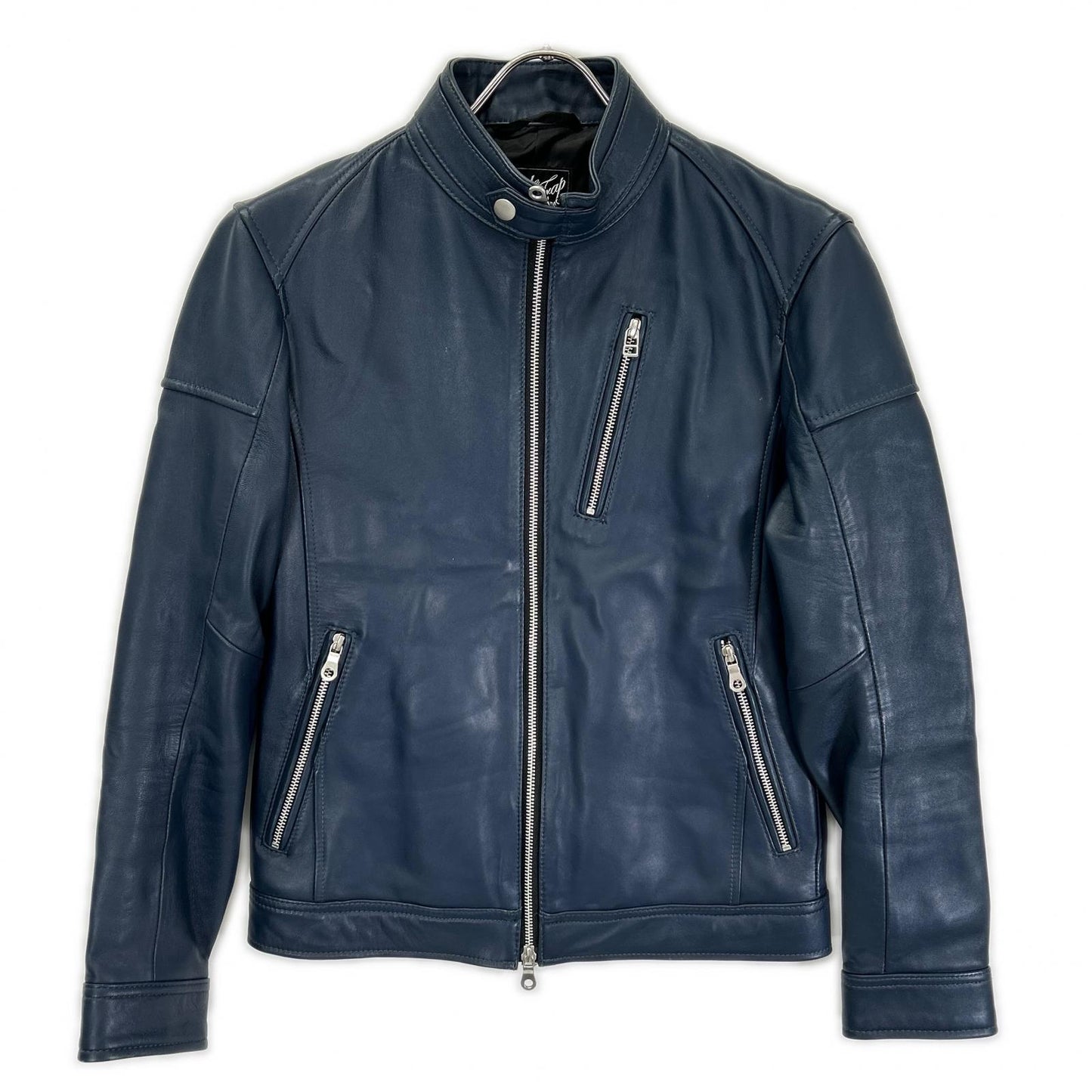 Rattle Trap Navy Single Rider Leather Jacket Size S