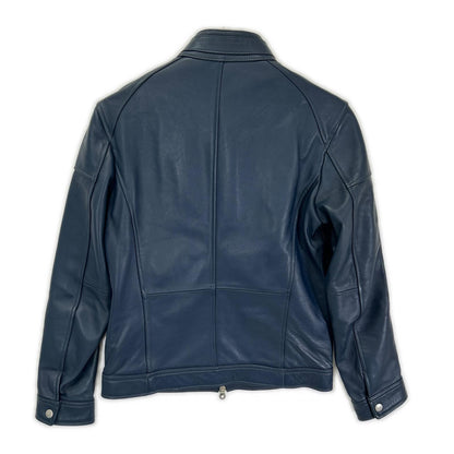 Rattle Trap Navy Single Rider Leather Jacket Size S