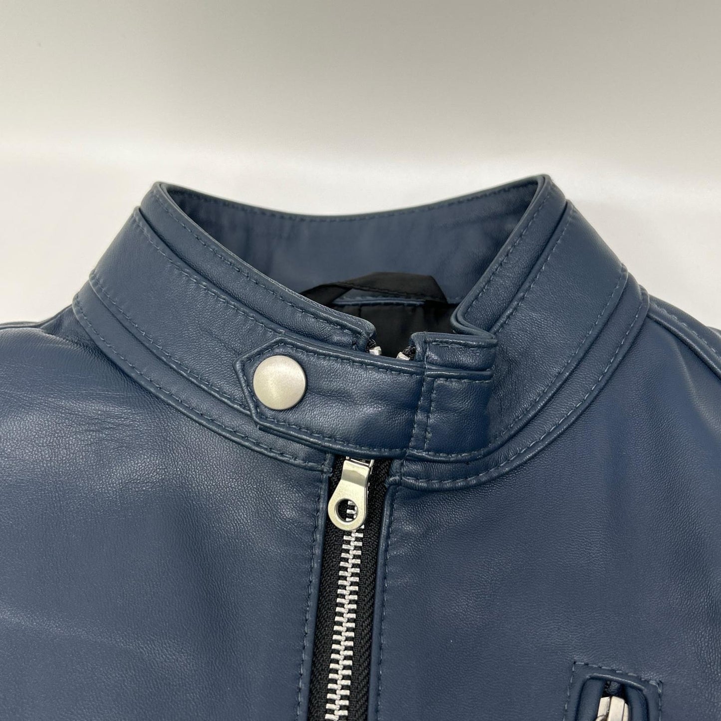 Rattle Trap Navy Single Rider Leather Jacket Size S