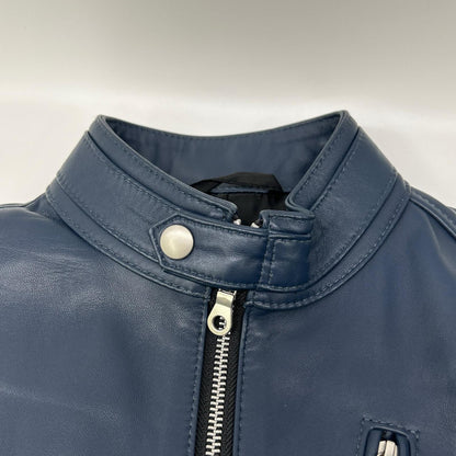 Rattle Trap Navy Single Rider Leather Jacket Size S