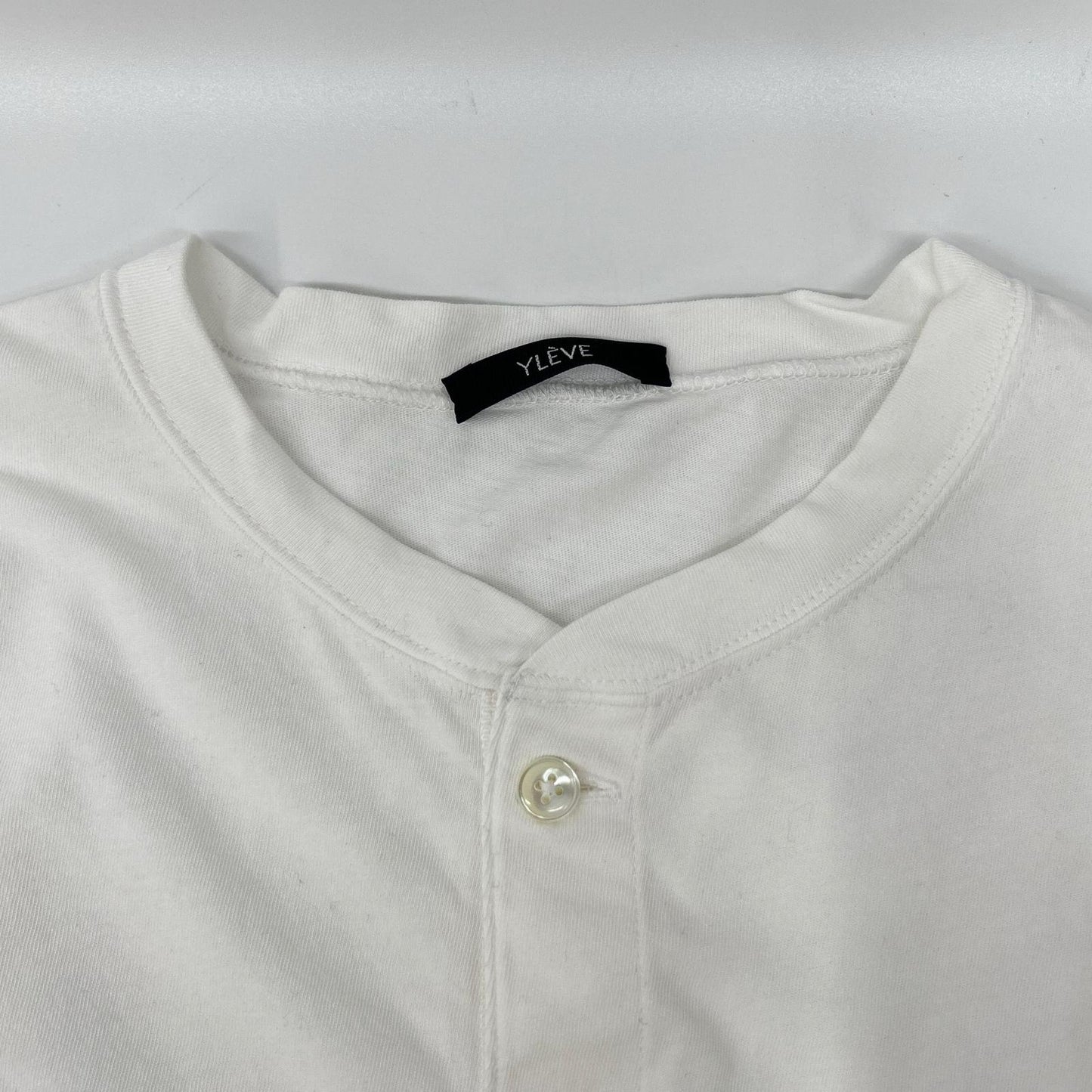 YLEVE White Cotton Henley Neck Short Sleeve Size 4