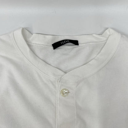 YLEVE White Cotton Henley Neck Short Sleeve Size 4